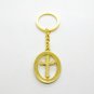 Gold Color Metal Cross Key Ring Key Chain Rotating Center Holy Land Jerusalem