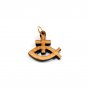 50 Pcs Olive Wood Fish With Cross Pendants Charms Laser Cut Holy Land Jerusalem