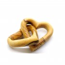 Olive Wood 2 Intertwined Linked Hearts Hand Made Holy Land Jerusalem