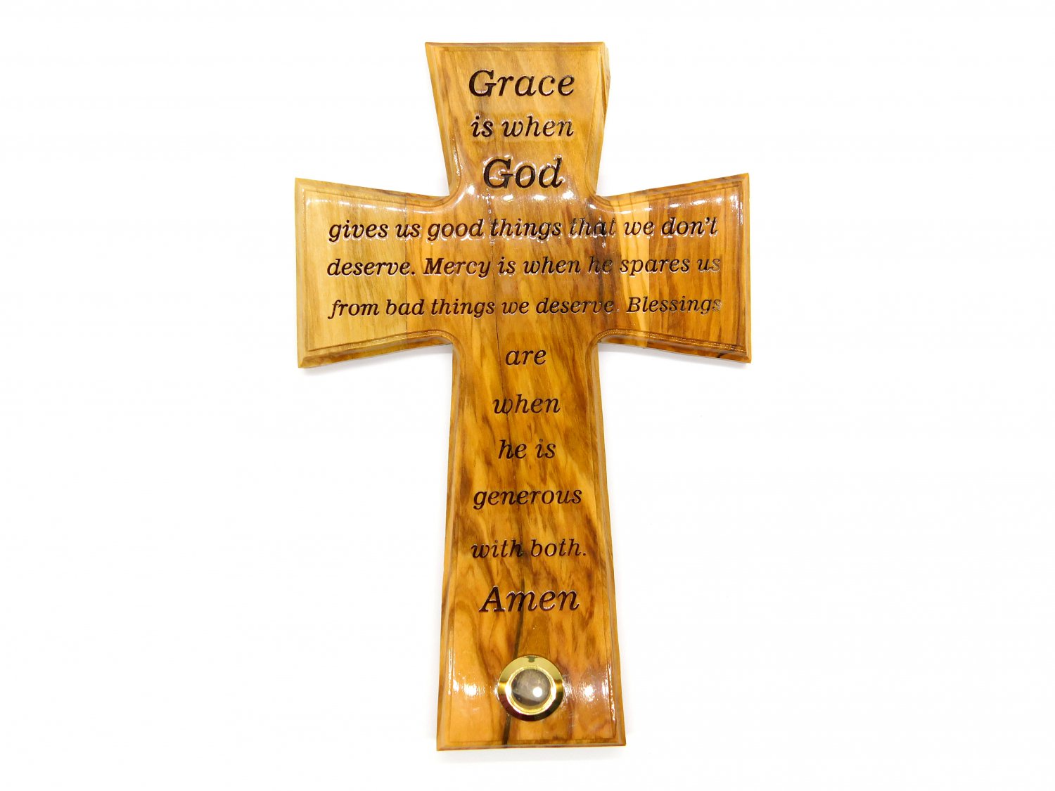 Olive Wood Grace Prayer Wall Hanging Cross Hand Made Holy Land Jerusalem