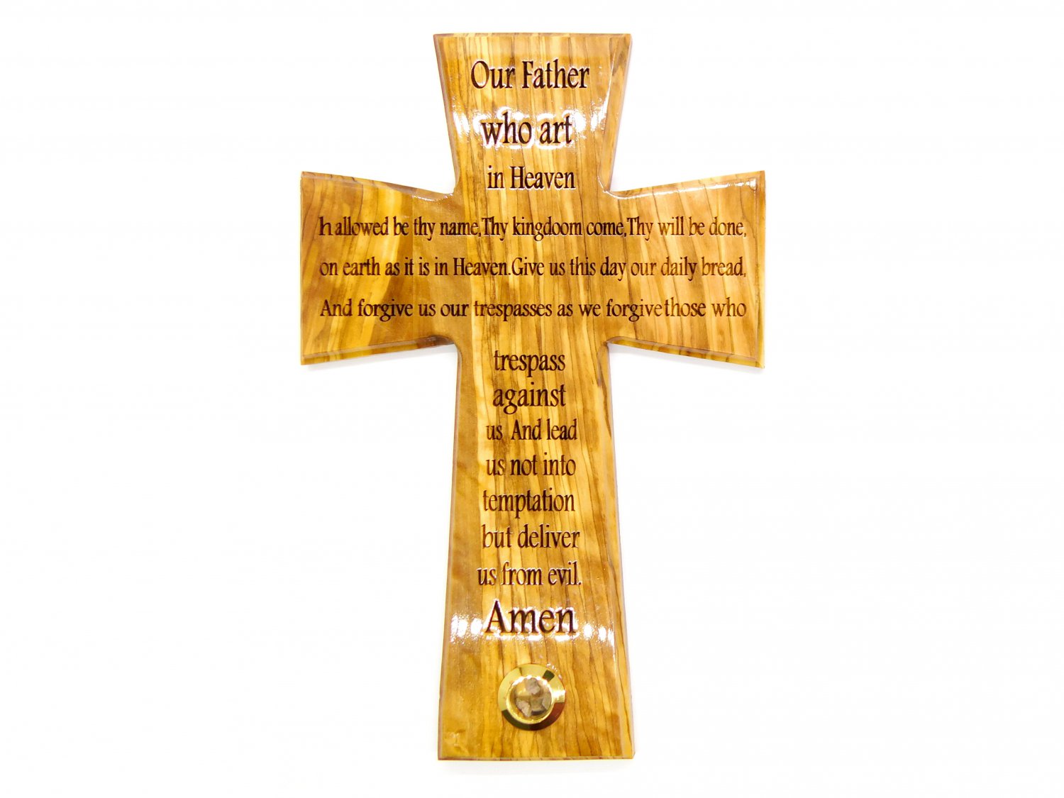 Olive Wood Lord's Prayer Wall Hanging Cross Hand Made Holy Land Jerusalem