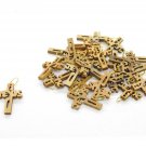50 Pcs Olive Wood Cross Pendant 'JESUS Name' Hand Made Holy Land Jerusalem