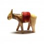 Olive Wood Hand Carved Donkey Statue With Red Saddle Holy Land Jerusalem