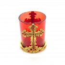Silver Gold Metal Filigree Cross Votive Glass Candle Holder Holyland Jerusalem Silver Gold Metal Filigree Cross Votive Glass Candle Holder Holyland Jerusalem
