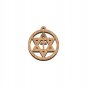 50 Pcs Olive Wood David Star with Cross Inside Circle Pendant Charm Holy Land