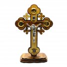 Olive Wood Cross With Stand & Metal Crucifix Hand Made Jerusalem Holy Land