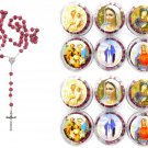 12 Pcs Red Wood Beads Rosary Catholic Crucifix Rose Smell Holy Land Jerusalem