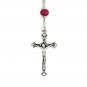 12 Pcs Red Wood Beads Rosary Catholic Crucifix Rose Smell Holy Land Jerusalem