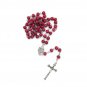 12 Pcs Red Wood Beads Rosary Catholic Crucifix Rose Smell Holy Land Jerusalem