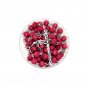 12 Pcs Red Wood Beads Rosary Catholic Crucifix Rose Smell Holy Land Jerusalem