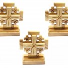 Olive Wood Jerusalem Cross With Stand 3 Pcs Hand Made Holy Land Jerusalem