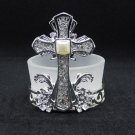 Silver Metal Filigree Cross Votive Opaque Glass Candle Holder Holyland Jerusalem Silver Metal Filigree Cross Votive Opaque Glass Candle Holder Holyland Jerusalem