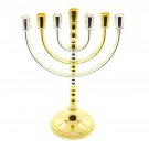 Menorah Candle Holder Silver-Gold Color Jewish Hanukkah Holy Land Jerusalem