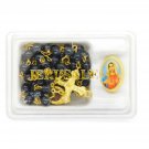 Black Crystal Glass Beads Rosary With Virgin Mary Lapel Pin Holyland Jerusalem Black Crystal Glass Beads Rosary With Virgin Mary Lapel Pin Holyland Jerusalem