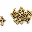 50 Pcs Olive Wood Cross Pendants Charms Laser Cut Hand Made Holy Land Jerusalem