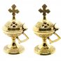 2x Incense Burner Brass 4.64 Inches Cone Charcoal Burner Holy Land Jerusalem