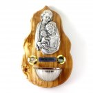 Olive Wood Plaque with Holy Family Icon and Holy Water Font Handmade Holyland