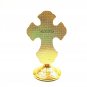 Gold Metal Cross White Color With Stand 4" Inches Holy Land Jerusalem