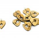 50 Pcs Olive Wood Heart With Dove Pendants Charms Laser Cut Hand Made Holy Land