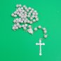 White Beads Rosary Acrylic Plastic Christian Holyland Jerusalem Israel