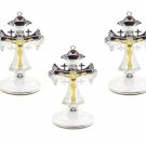 3 Pcs Metal Cross With Stand Crucifix Car Ornament Holy Land Jerusalem