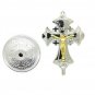 3 Pcs Metal Cross With Stand Crucifix Car Ornament Holy Land Jerusalem