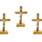 3 pcs Olive Wood Cross With Stand Crucifix 5.4 Inches Hand Made Holy Land