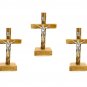 3 pcs Olive Wood Cross With Stand Crucifix 5.4 Inches Hand Made Holy Land