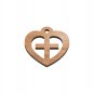 50 Pcs Olive Wood Cross Inside Heart Pendants Charms Laser Cut Hand Made Holy La