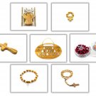 Olive Wood Holyland Gift Set 7 Pcs Rosary Cross Plaque Bracelet Keychain