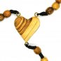Olive Wood Rosary With Heart Wall Hanging Hand Made Holy Land Jerusalem