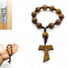 Wood Prayer Bead Door Knob Rosary with Tau Cross Jerusalem Holy Land
