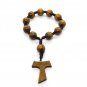 Wood Prayer Bead Door Knob Rosary with Tau Cross Jerusalem Holy Land