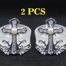 2 Pcs Silver Metal Filigree Cross Votive Opaque Glass Candle Holder Holyland 2 Pcs Silver Metal Filigree Cross Votive Opaque Glass Candle Holder Holyland