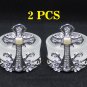2 Pcs Silver Metal Filigree Cross Votive Opaque Glass Candle Holder Holyland