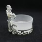 2 Pcs Silver Metal Filigree Cross Votive Opaque Glass Candle Holder Holyland