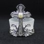 2 Pcs Silver Metal Filigree Cross Votive Opaque Glass Candle Holder Holyland