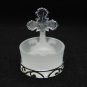 2 Pcs Silver Metal Filigree Cross Votive Opaque Glass Candle Holder Holyland