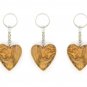 3 Pcs Olive Wood Heart Keychains Keyrings Hand Made Holy Land Jerusalem