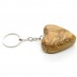 3 Pcs Olive Wood Heart Keychains Keyrings Hand Made Holy Land Jerusalem