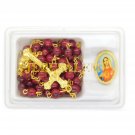 Red Crystal Glass Beads Rosary With Virgin Mary Lapel Pin Holyland Jerusalem Red Crystal Glass Beads Rosary With Virgin Mary Lapel Pin Holyland Jerusalem
