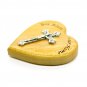 Olive Wood Heart Shaped Refrigerator Magnet Metal Cross Hand Made Holy Land