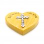 Olive Wood Heart Shaped Refrigerator Magnet Metal Cross Hand Made Holy Land