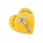 Olive Wood Heart Shaped Refrigerator Magnet Metal Cross Hand Made Holy Land