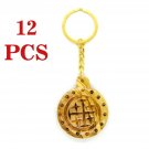 12 Pcs Olive Wood Jerusalem Cross Keychain Keyring Handmade  Holyland Jerusalem