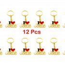 12 Pcs Metal Key Ring Key Chain ' I Love Jesus' Golden Color Holy Land Jerusalem