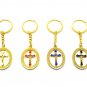 12 Pcs Cross Key Ring Key Chain Rotating Center Gold Color Metal Jerusalem