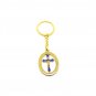 12 Pcs Cross Key Ring Key Chain Rotating Center Gold Color Metal Jerusalem