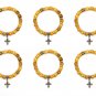 6 Pcs Lot Olive Wood Beads Stretch Bracelet With Metal Cross Handmade Holyland