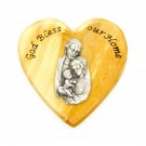 Olive Wood Heart Shaped Fridge Magnet Holy Family Icon Hand Made Holy Land